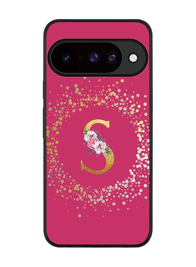 For Google Pixel 10 Case,Slim fit Camera Protection, Shockproof Thin Phone cover  - Custom Monogram Floral - S ( Deep Pink )